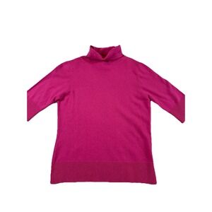 PRESTON & YORKE Cashmere Sweater‎ 3/4 Sleeve Turtleneck Pullover Knit Sz M Pink
